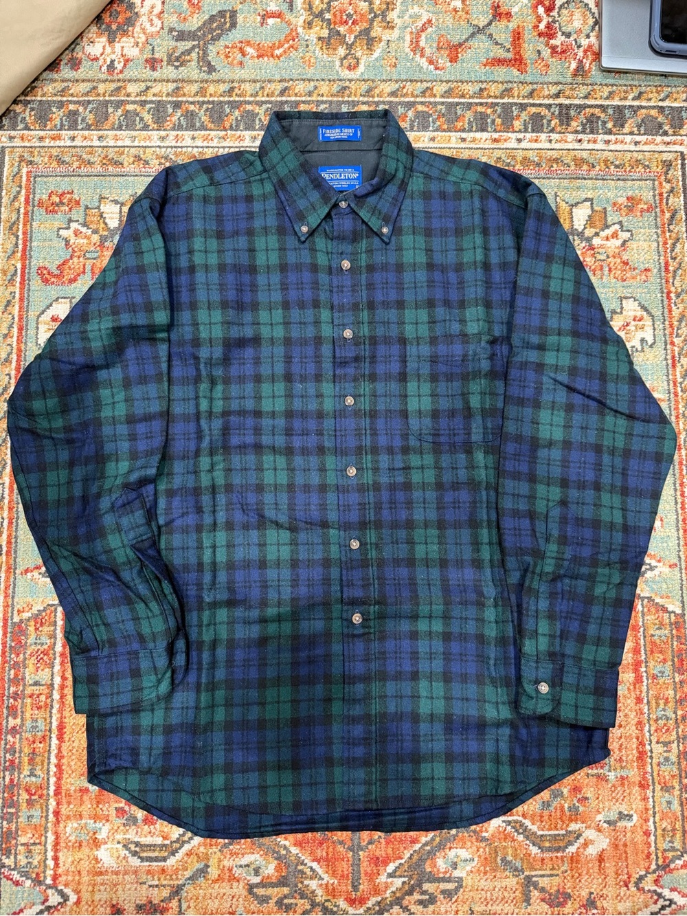 Pendleton Green and Blue Plaid Button-Down Shirt